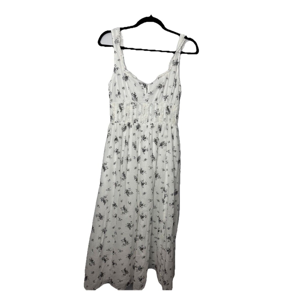 American Eagle Women's Corset Floral Sleeveless Midi Dress White Size XS New